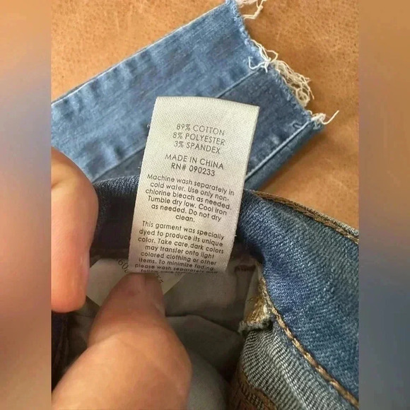 PacSun Two Toned Jeans Color Block Striped 25 Short High Rise Jegging Raw Hem - Picture 7 of 9